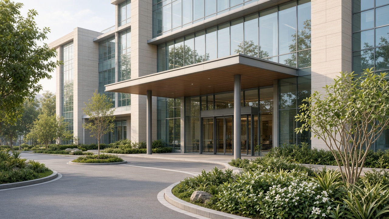 Modern hospital entrance